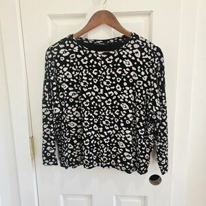 Opus Black and White Leopard Print Long Sleeve Top